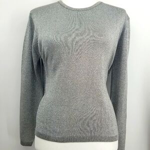 Nipon Silver Metallic Crew Neck Sweater